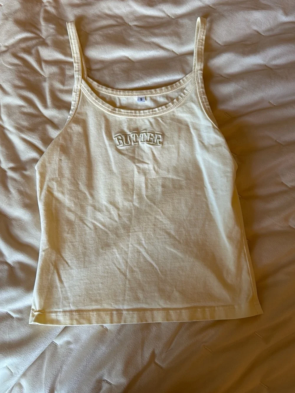 Daily Drills Butter Embroidered Cream Tank Top